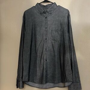 NEW! EXPRESS CORDUROY BUTTON-DOWN SHIRT. GRAY. NO TAGS SIZE: LARGE